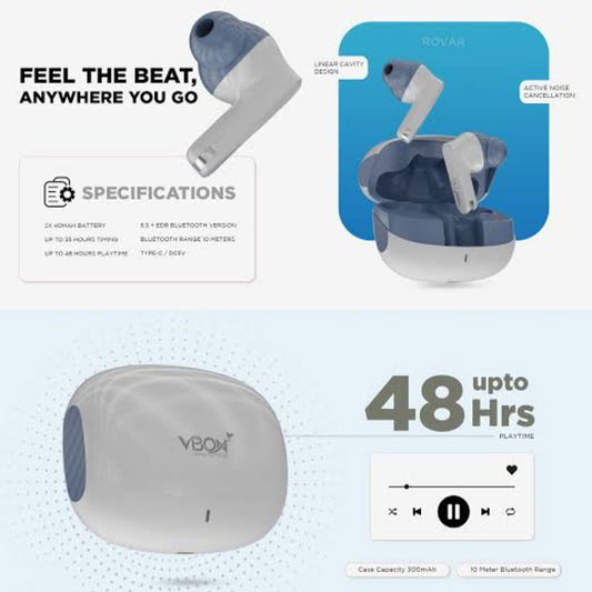 Wireless Bluetooth Earbuds with Active Noise Cancellation – 48 Hours Playtime, Bluetooth 5.3, Touch Control Earphones with Charging Case