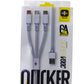 3 In 1 Super Fast Charging Cable, Type C ,Micro And iPhone Lightning (All in One)