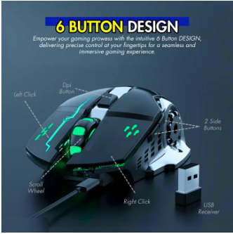 Wireless Gaming Mouse RGB - 7 Light Breathing RGB Mouse Gaming With 7 Side Buttons ,Wireless Professional Gaming Mouse