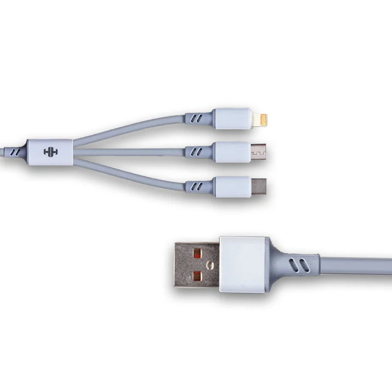 3 In 1 Super Fast Charging Cable, Type C ,Micro And iPhone Lightning (All in One)