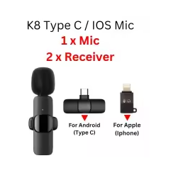 Mic K8 Wireless Single Microphone For Interview, Vlogging , Podcast