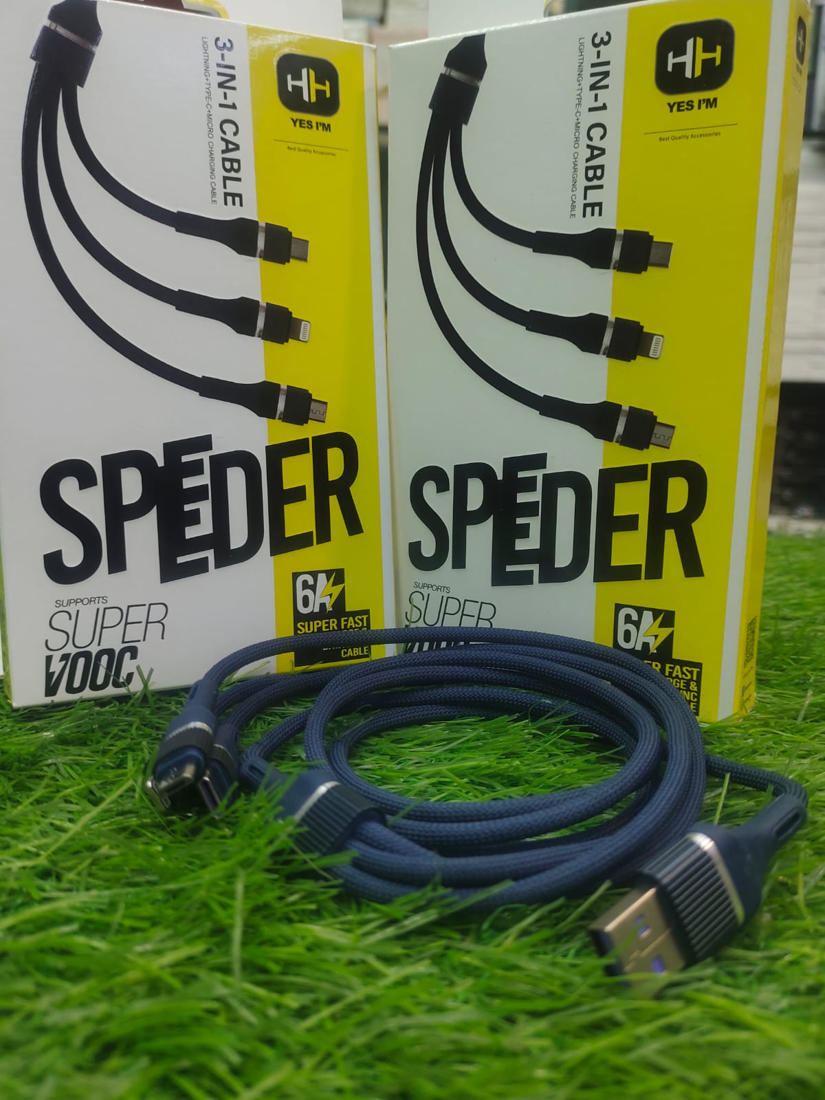 3 In 1 Super Fast Charging Cable, Type C ,Micro And iPhone Lightning (All in One)