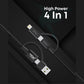 VBON 4-in-1 All-in-One Fast Charging Data Cable | Type-C to Type-C & Lightning | 65W PD Fast Charge | iPhone, Android & iPad Compatible