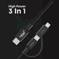 VBON 4-in-1 All-in-One Fast Charging Data Cable | Type-C to Type-C & Lightning | 65W PD Fast Charge | iPhone, Android & iPad Compatible