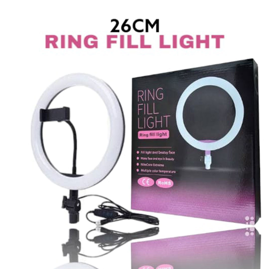 7ft Photography Light Stand with 26cm Ring Light | Studio Lighting Kit