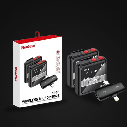 NeePho NP-56 Wireless Microphone | Dual Transmitter Lavalier Mic for Mobile, Camera & Vlogging