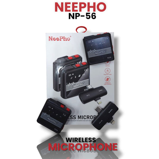 NeePho NP-56 Wireless Microphone | Dual Transmitter Lavalier Mic for Mobile, Camera & Vlogging